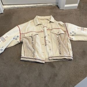 Free People oversized size small cream embellished jacket